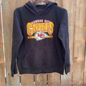 KANSAS CITY CHIEFS Boys Black Yellow Logo Hoodie Size Large
